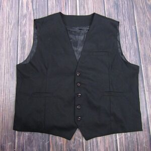 Suit Vest Mens 2XL Black Solid Waistcoat 5-Button Belted Formal Dress 3 Piece